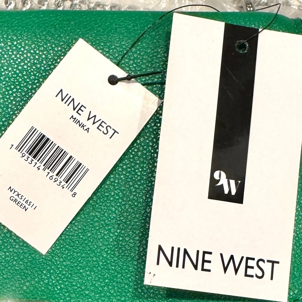 Nine West Green Minka Silver Chain Silver Logo Crossbody Bag and Handbag NWT - Picture 10 of 10